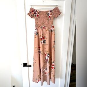 Floral Off Shoulder Hi Lo Dress